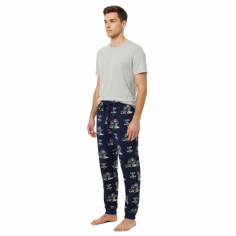 Life Is Good Men's Festive Blue Pajama Pants Size M Winter Beach Soft